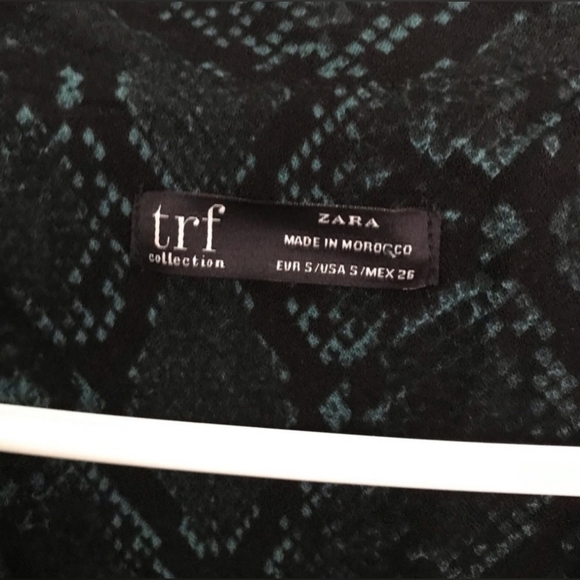 Zara Green Black Button Down Snake Print Dress Size Small - Picture 8 of 11